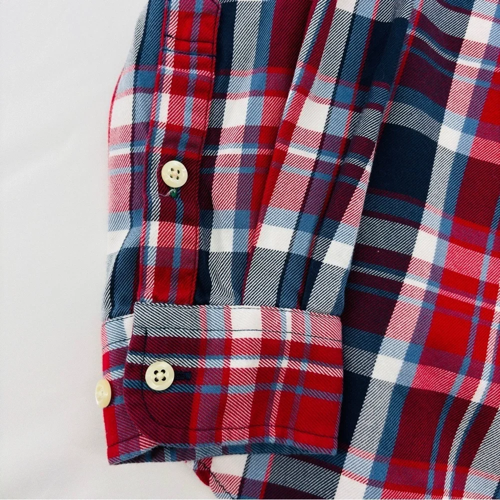 Tommy Hilfiger Navy, Red & White Flannel Checkered Button Down Shirt Size small - Picture 7 of 17